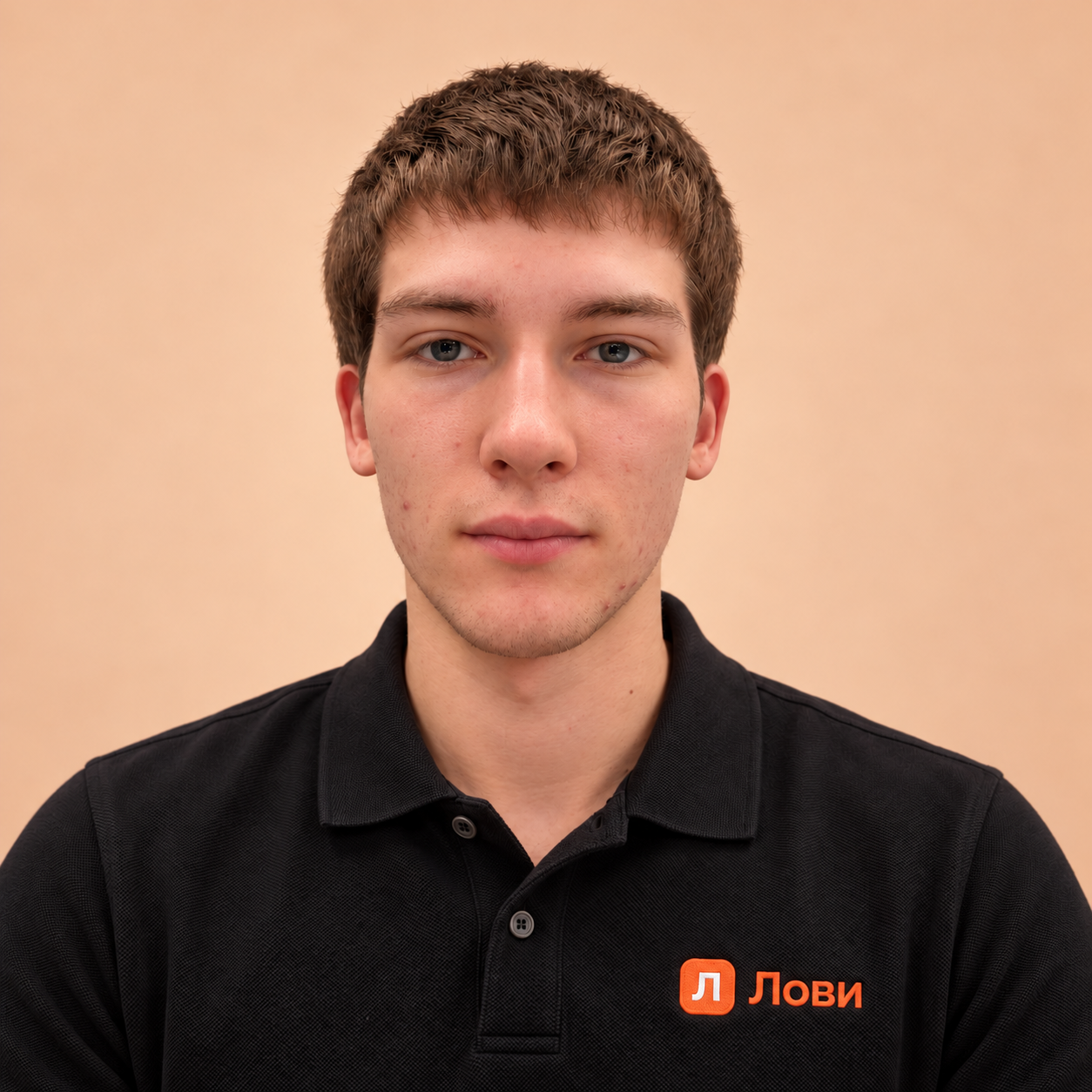 Станислав Ковальчук в чёрном поло с логотипом Лови